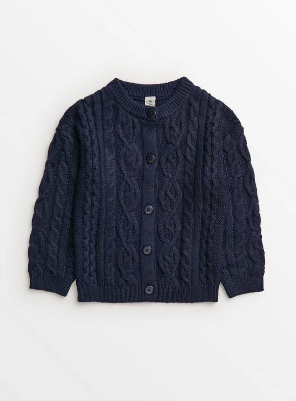 Buy Navy Cable Knit Cardigan 1-1.5 years | Jumpers and cardigans